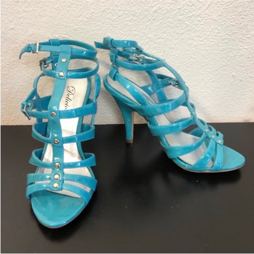 Delicious Blue Faux Leather High Heels